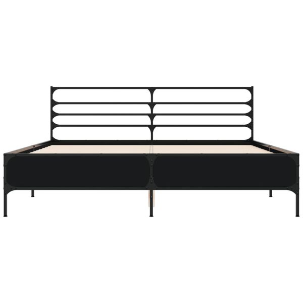 vidaXL Giroletto Nero 160x200 cm in Legno Multistrato e Metallo