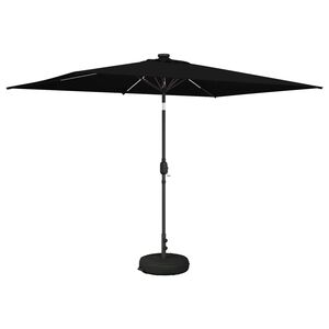 vidaXL Parasol da giardino con luci LED e base 2 x 3 m Poliestere Nero