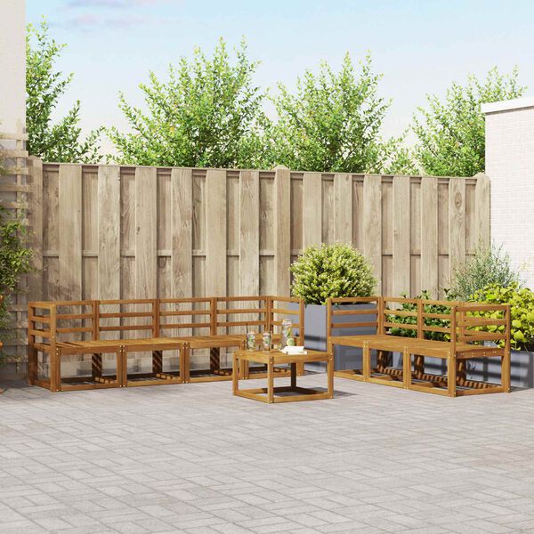 vidaXL Set di divani da esterno 8 pcs Grigio Naturale e Chiaro