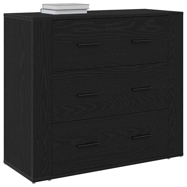 vidaXL Credenza Rovere Nero 80 x 33 x 70 cm Legno multistrato