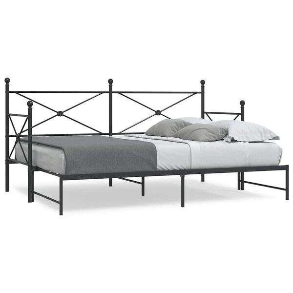 vidaXL Divano Letto Estraibile senza Materasso Nero 90x190 cm Acciaio