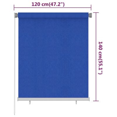 vidaXL Tenda a Rullo per Esterni 120x140 cm Blu HDPE