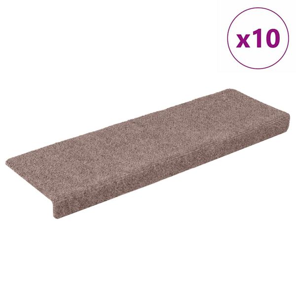 vidaXL Tappetini per scale autoadesivi 10 pz 65x21x4 cm Crema Bordo rettangolare