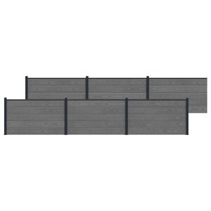 vidaXL Pannello di Recinzione 6 pcs WPC e Alluminio Grigio