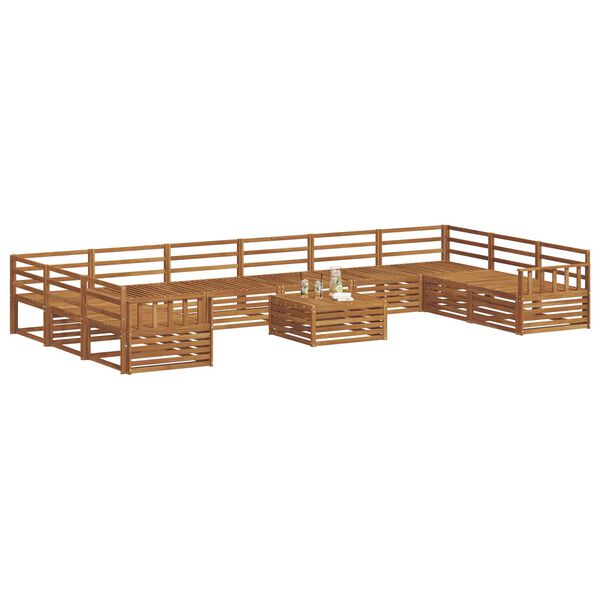 vidaXL Set divani 11 pcs Naturale Legno di Acacia Massello