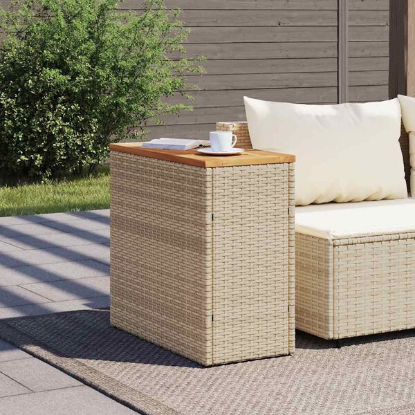 vidaXL Tavolo da Giardino Piano in Legno Beige 58x27,5x55cm Polyrattan