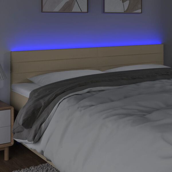 vidaXL Testiera a LED Crema 160x5x78/88 cm in Tessuto