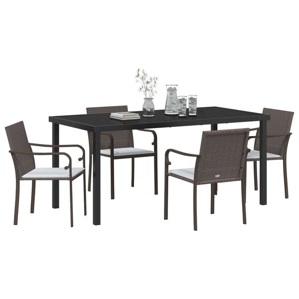 vidaXL Set da Pranzo per Giardino 5 pcs Marrone e Nero Rattan in PE