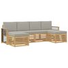vidaXL Set di divani da esterno 6 pz Bianco e Grigio Chiaro Poliestere