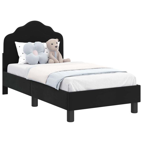 vidaXL Struttura letto per bambini con testata Nero 70 x 140 cm