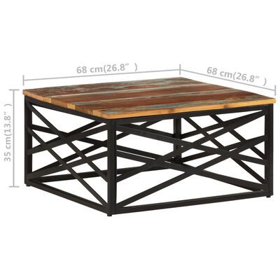 vidaXL Tavolino da Salotto 68x68x35 cm in Legno Massello di Recupero