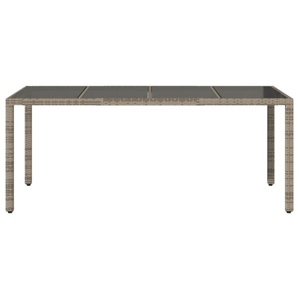 vidaXL Tavolo da Giardino Piano in Vetro Grigio 190x90x75cm Polyrattan