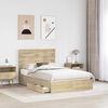 vidaXL Letto con Contenitore con testiera Rovere Sonoma 135 x 190 cm