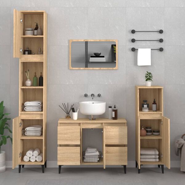 vidaXL Mobile Lavabo Rovere Sonoma 80x33x60 cm in Legno Multistrato