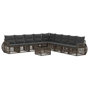 vidaXL Set Divano da Giardino 10 pz Grigio e Grigio Scuro polyrattan