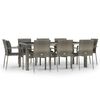 vidaXL Set da Pranzo da Giardino 9 pz con Cuscini in Polyrattan Grigio
