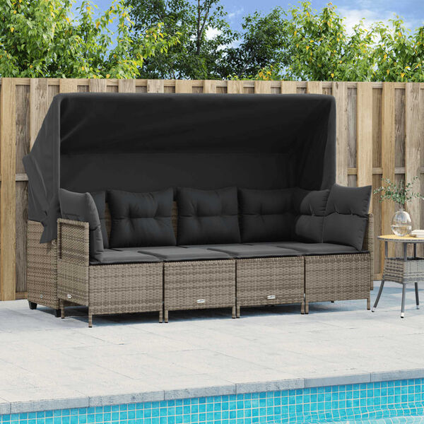 vidaXL Set Divano da Giardino 5 pz con Cuscini Grigio in Polyrattan
