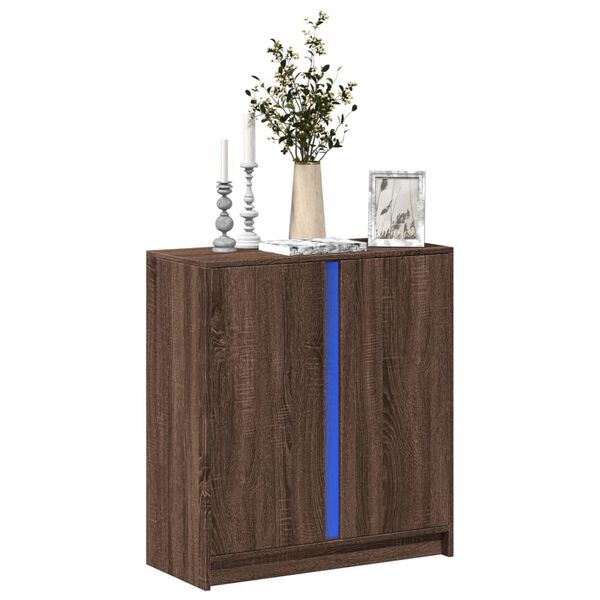 vidaXL Credenza con LED Rovere Marrone 77x34x85 cm Legno Multistrato