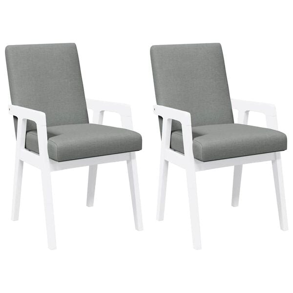 vidaXL Sedie da Pranzo con Cuscini 2 pz Bianco Legno Massello di Hevea