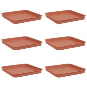 vidaXL Vassoio Quadrato per Fiori 6 pz Rosso Mattone Plastica
