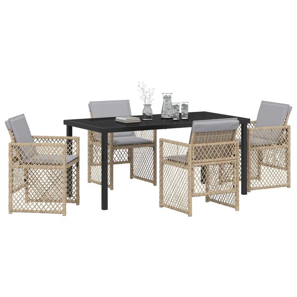 vidaXL Set da Pranzo per Giardino 5 pcs Beige polyrattan