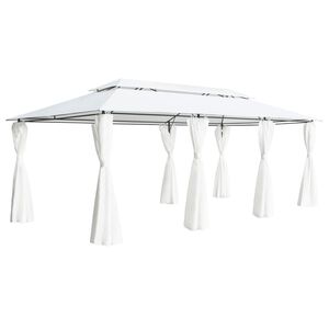 vidaXL Gazebo con Tende 600x298x270 cm Bianco 180g/m²