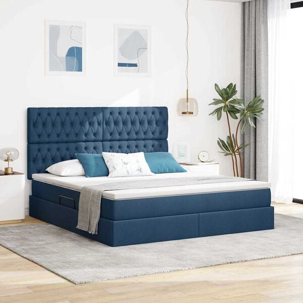 vidaXL Letto con contenitore e materasso Blu 180 x 200 cm Poliestere