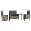 vidaXL Set da Pranzo da Giardino 4 pz con Cuscini in Polyrattan Grigio