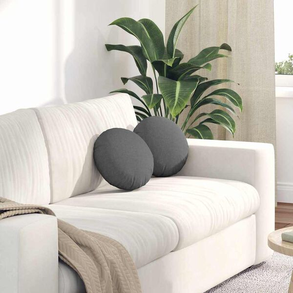 vidaXL Cuscini per Seduta 2 pcs Grigio scuro &Oslash;30 x 13 cm Tessuto