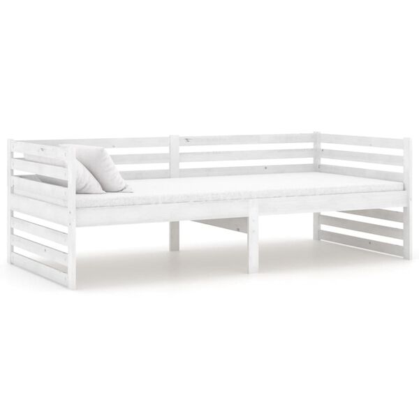 vidaXL Divano Letto con Materasso 90x200 cm Bianco in Legno di Pino