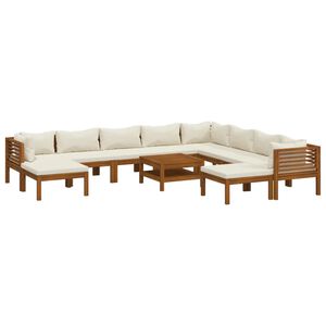 vidaXL Set Divani da Giardino 11 pz con Cuscini Crema in Legno Acacia