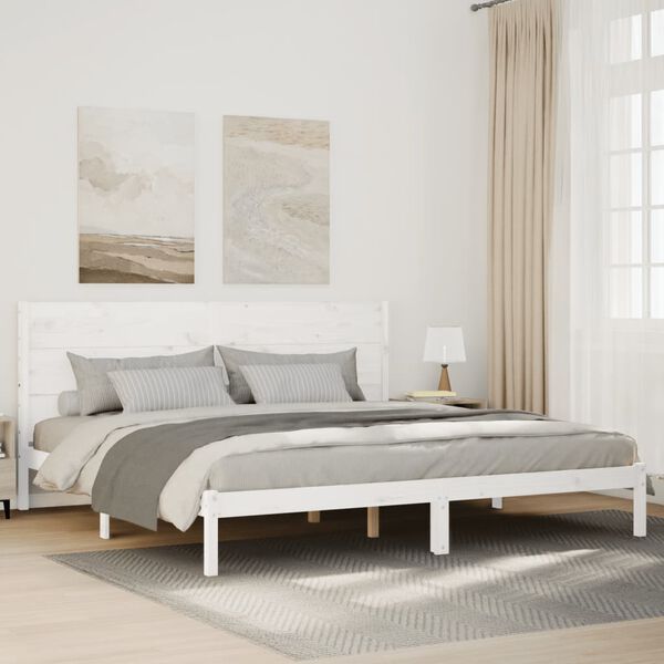 vidaXL Giroletto Extra Lungo senza Materasso Bianco 140x220cm Massello