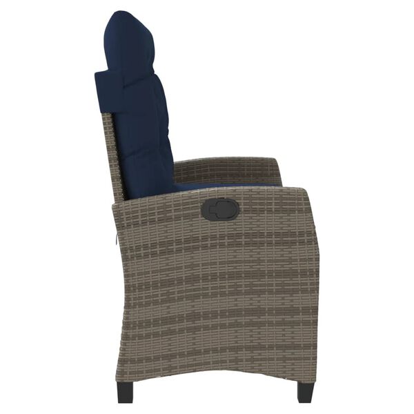 vidaXL Panca Reclinabile da Giardino con Cuscini Grigia in Polyrattan
