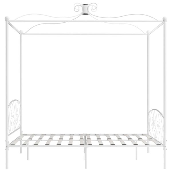 vidaXL Letto a Baldacchino Bianco in Metallo 180x200 cm