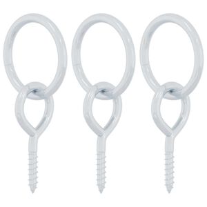 vidaXL Anelli per Legare i Cavalli con Viti a Occhiello 3pz Argento in Acciaio