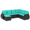 vidaXL Set Divani da Giardino 7 pz con Cuscini Nero in Polyrattan