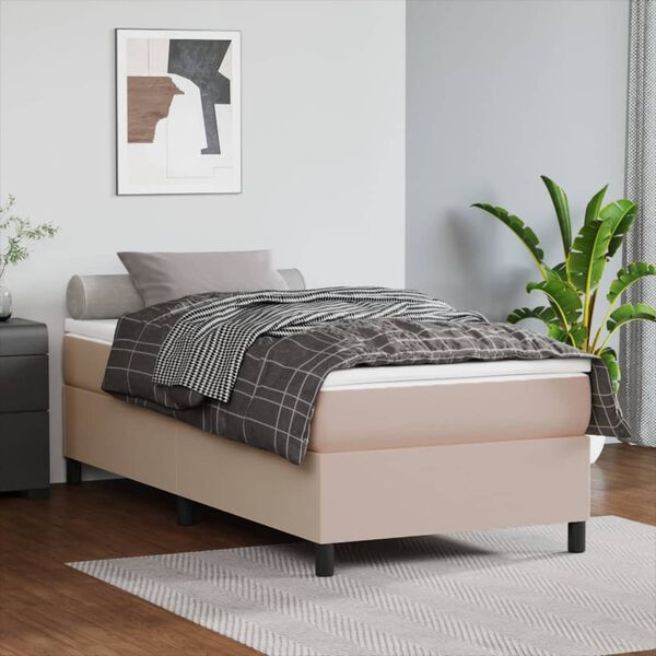 vidaXL Struttura Letto a Rete a Molle Cappuccino 100x200 cm in Similpelle