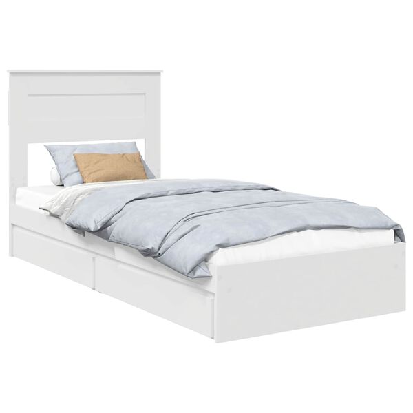vidaXL Letto con Contenitore Bianco 75 x 190 cm Legno multistrato