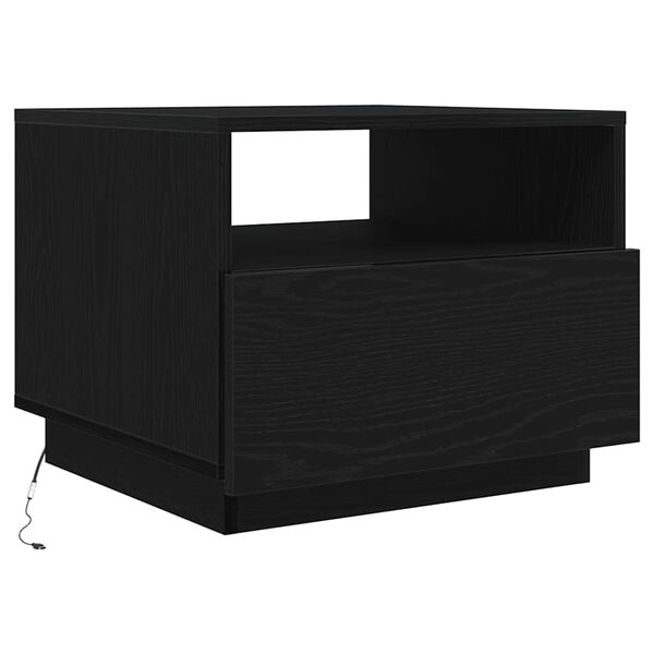 vidaXL Tavolino da Soggiorno con Luci LED Rovere Nero 50x49x40 cm