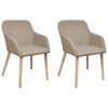 vidaXL Sedie da Pranzo 2pz Beige in Tessuto e Legno Massello di Rovere