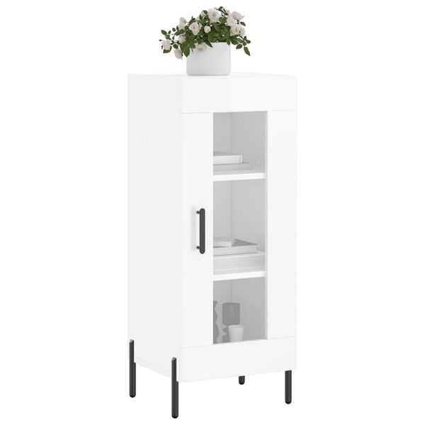 vidaXL Credenza Bianco Lucido 34,5x34x90 cm in Legno Multistrato