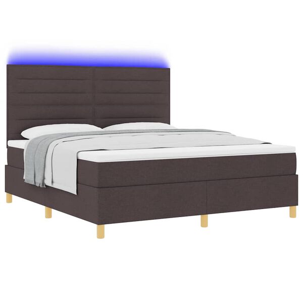 vidaXL Letto a Sorgente LED Marrone Scuro 180 x 200 cm Tessuto