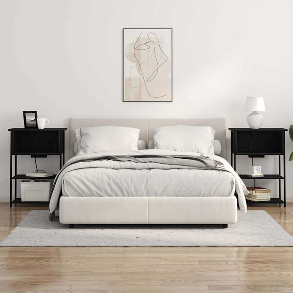 vidaXL Armadio da Notte Rovere Nero 55 x 31 x 76 cm Legno multistrato