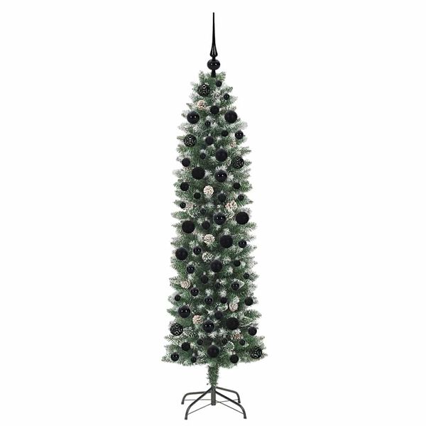 vidaXL Albero di Natale Artificiale Sottile Verde e Bianco 180 cm
