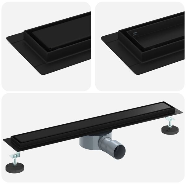 vidaXL Scarico doccia 2-in-1 con sifone a 360&deg; Nero 60 cm