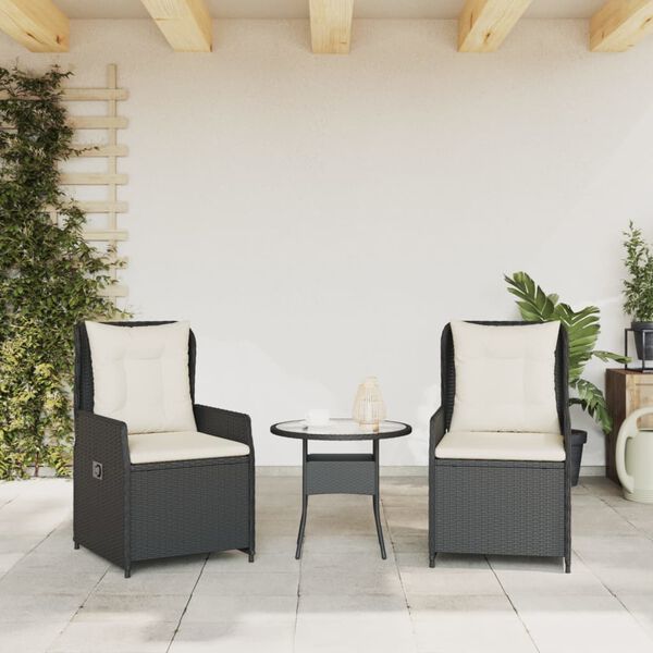 vidaXL Sedie da Giardino Reclinabili 2 pz Nere in Polyrattan
