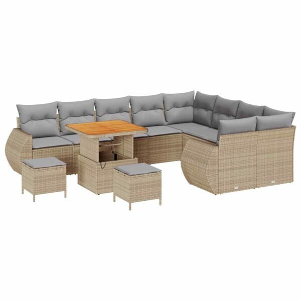 vidaXL Set Divano da Giardino 12 pcs Beige polyrattan