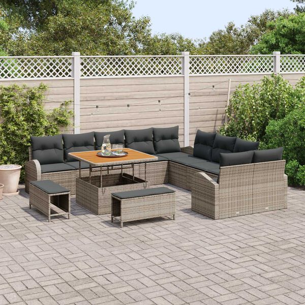 vidaXL Set Divano da Giardino con cuscino con cuscino 13 pcs Grigio