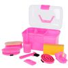 Kerbl Mini Scatola per la Strigliatura con 8 Attrezzi Rosa 321766