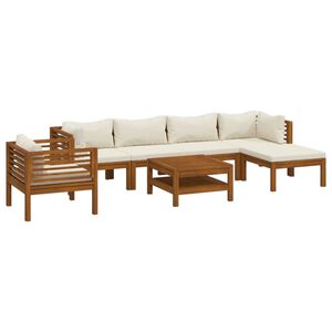 vidaXL Set Divani da Giardino 7 pz con Cuscini Crema in Legno Acacia